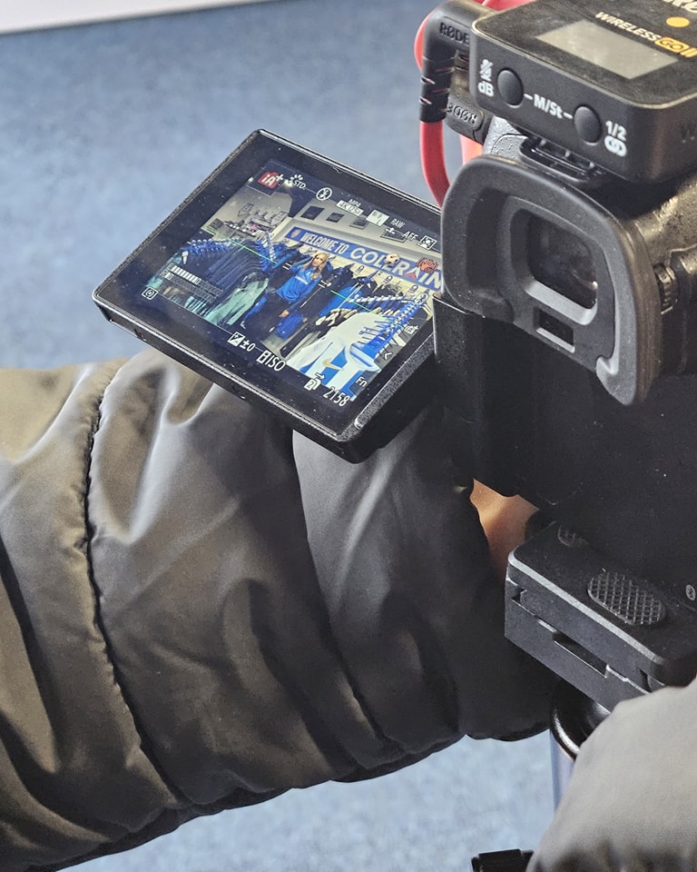 A view from behind the camera